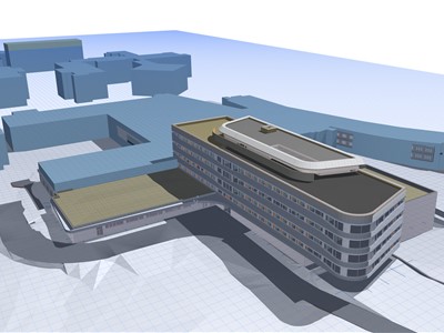 Nový pavilon v ústecké Masarykově nemocnici - umístění v areálu na Severní terase