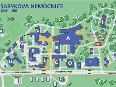 Orientační plán Masarykovy nemocnice v Ústí nad Labem