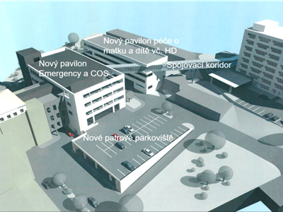 Vizualizace nového pavilonu v areálu děčínské nemocnice.